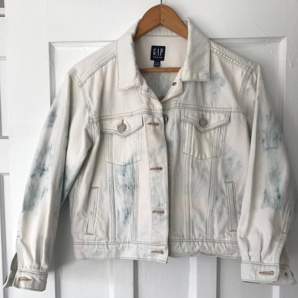Reverse Bleached Tie Dye Gap Icon Women's Denim Jacket NWOT - Picture 1 of 2